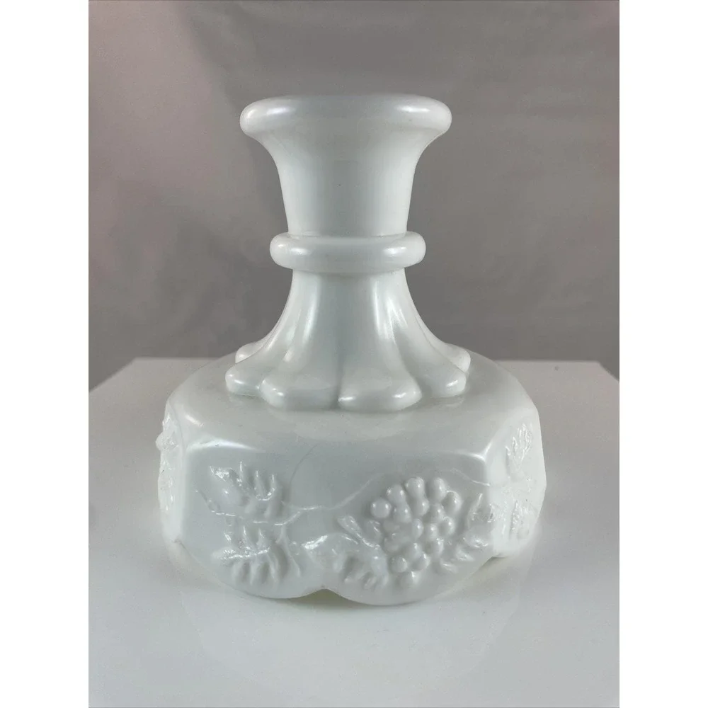 Vintage Westmoreland Milk Glass Candlestick‎ MCM Paneled Grapes Vines - Single